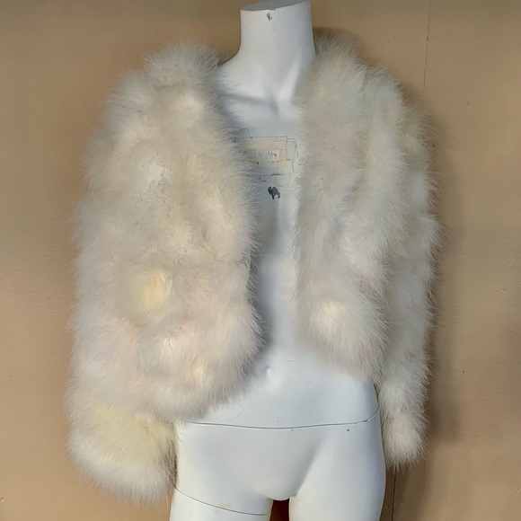 Vintage 70's Marabou Feather Cropped Jacket | Lilli Diamond Ostrich Feather Coat - Picture 8 of 10